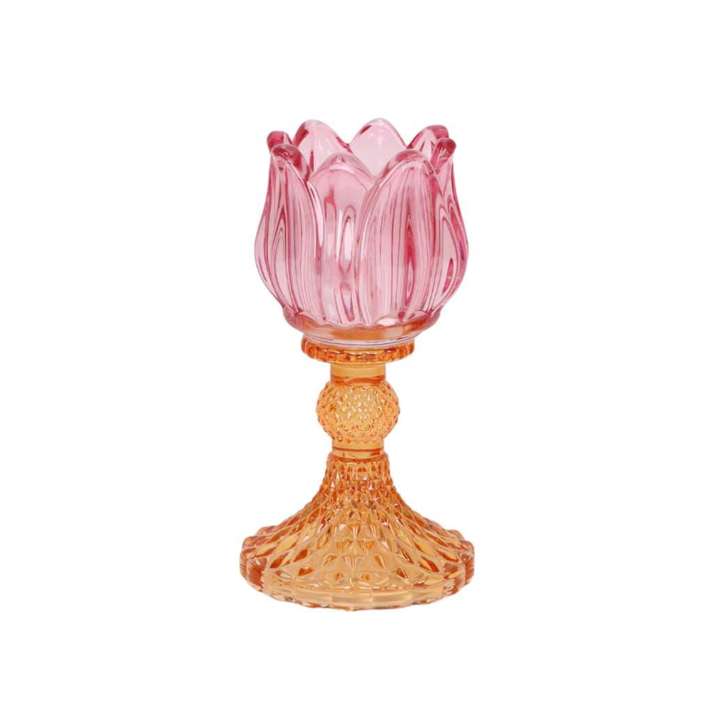 Bicolore Tulp Theelichthouder Roze Peach