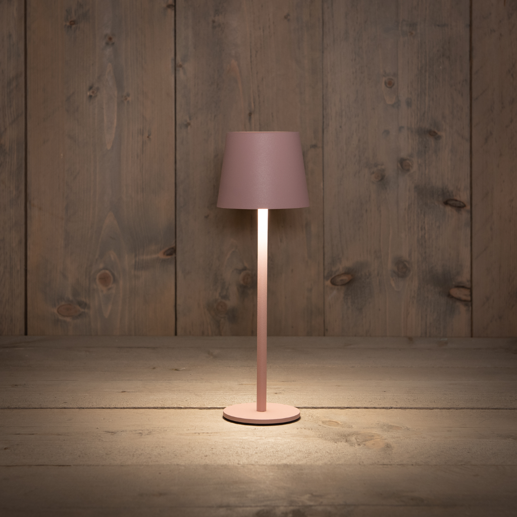 Draadloze Tafellamp Mat Roze 9 x 27.5 LED Warm Wit Dimbaar