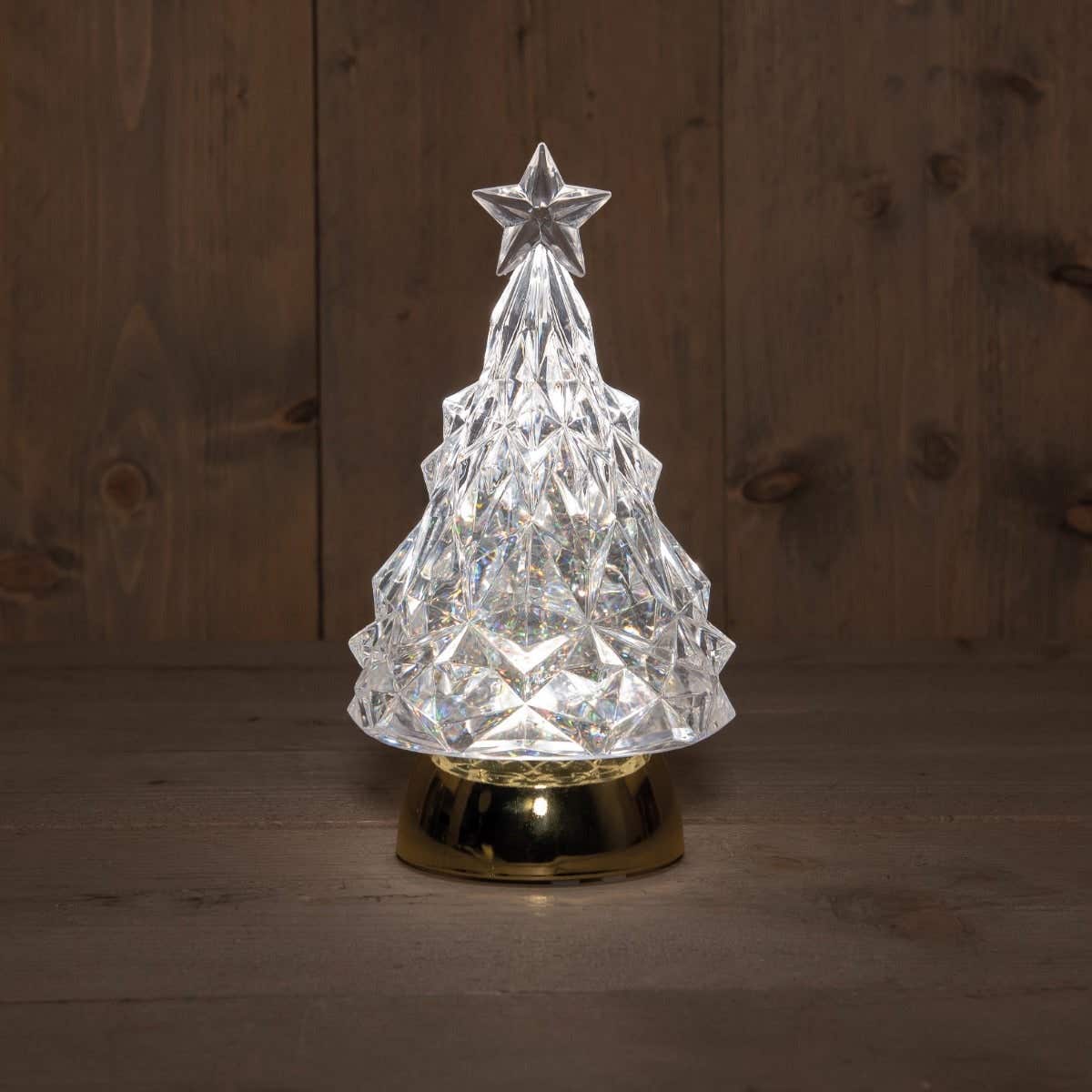 Kerstboompje glitterwater met verlichting 27 cm