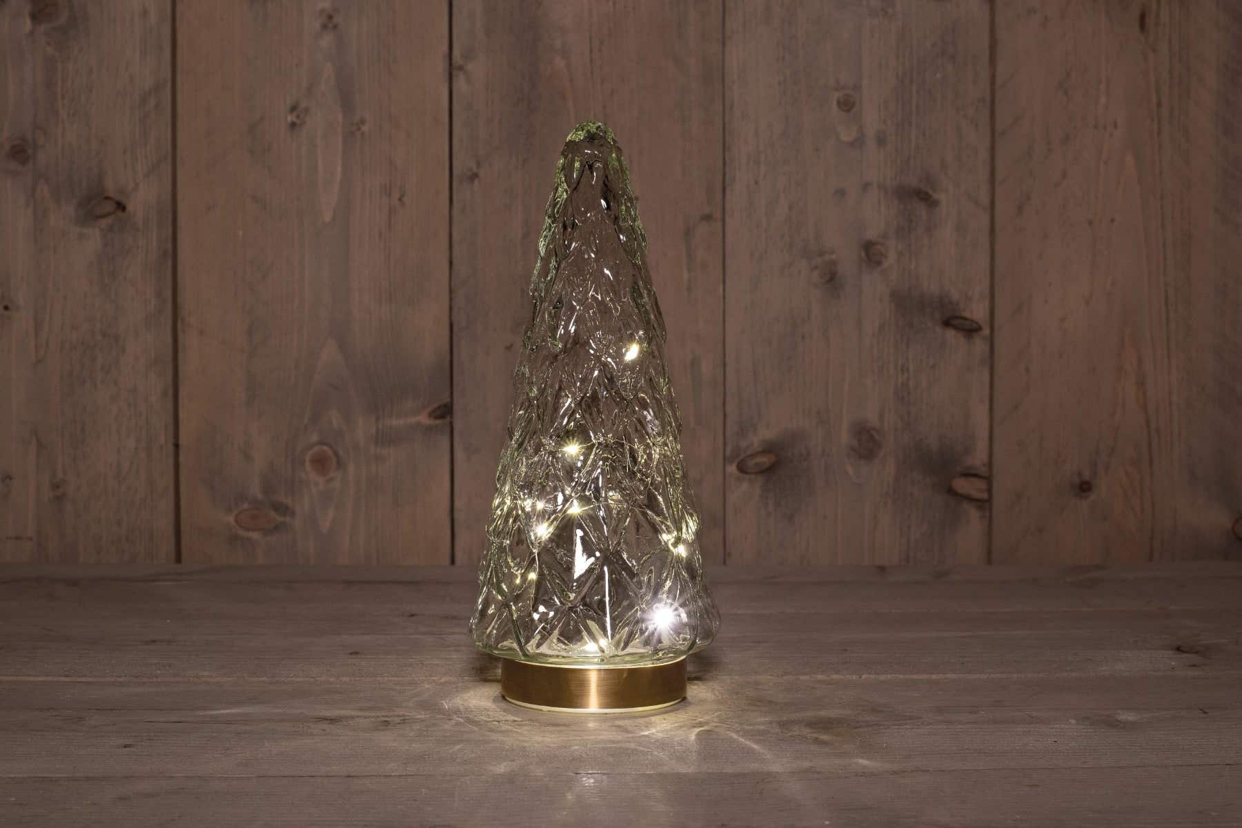 Anna's Collection kerstboompje verlicht glas transparant 28.5 x 13 cm
