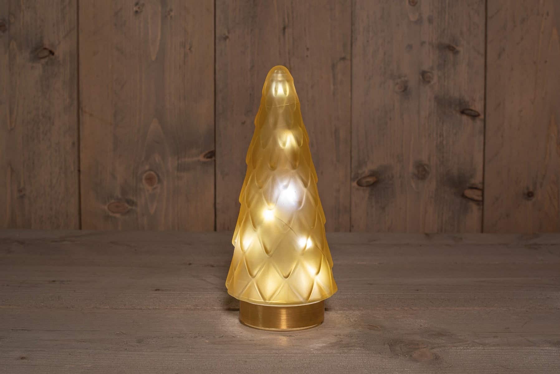 Anna's Collection kerstboompje verlicht glas mat goud 24.5 x 10.5 cm