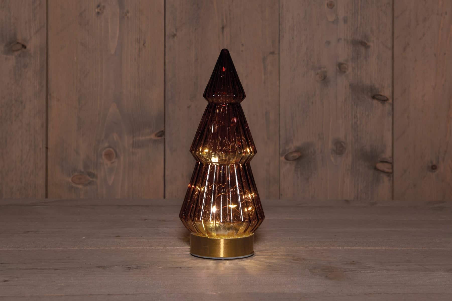 Anna's Collection kerstboompje verlicht glas bordeaux 23.5 x 10 cm