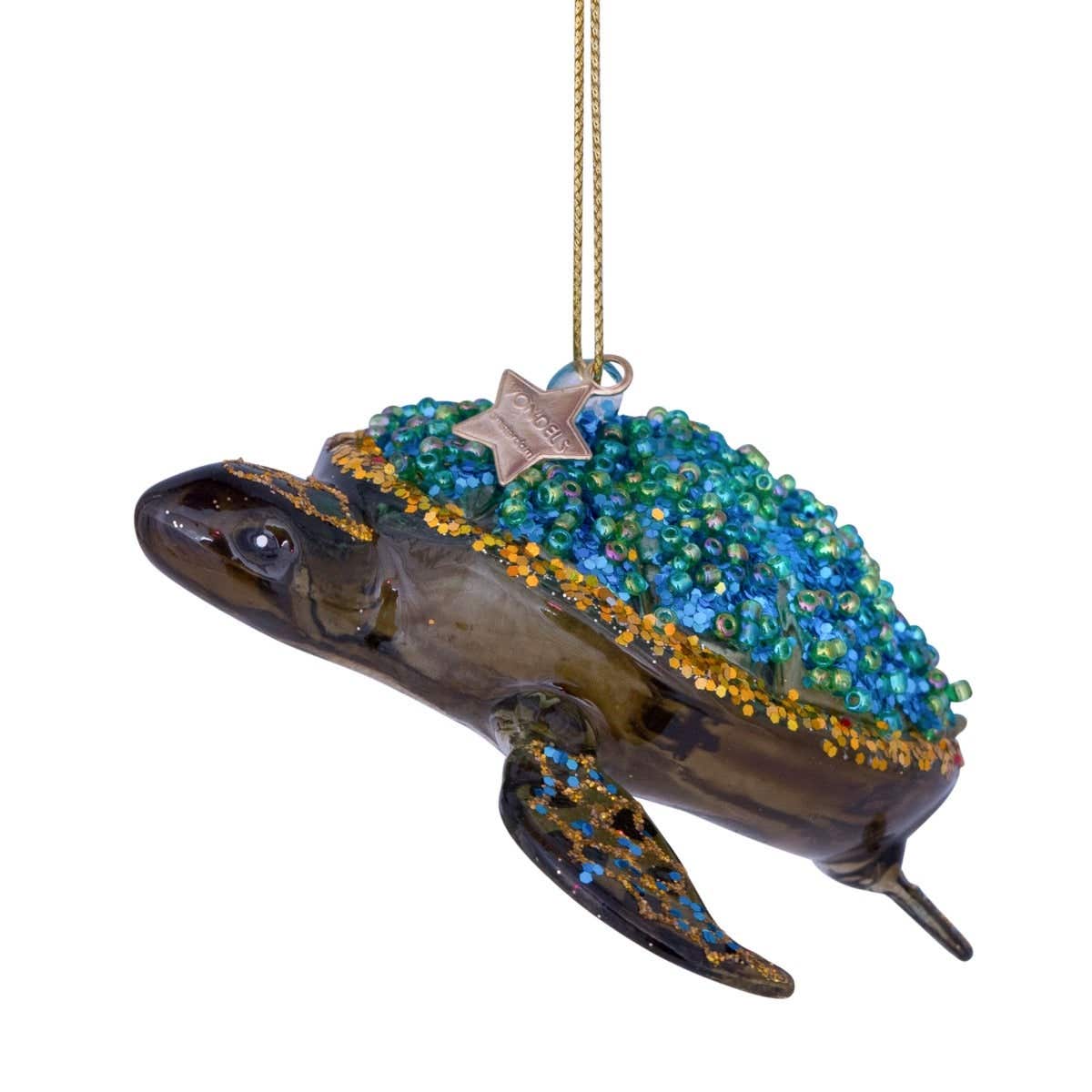Vondels Kersthanger schildpad groen 7 cm