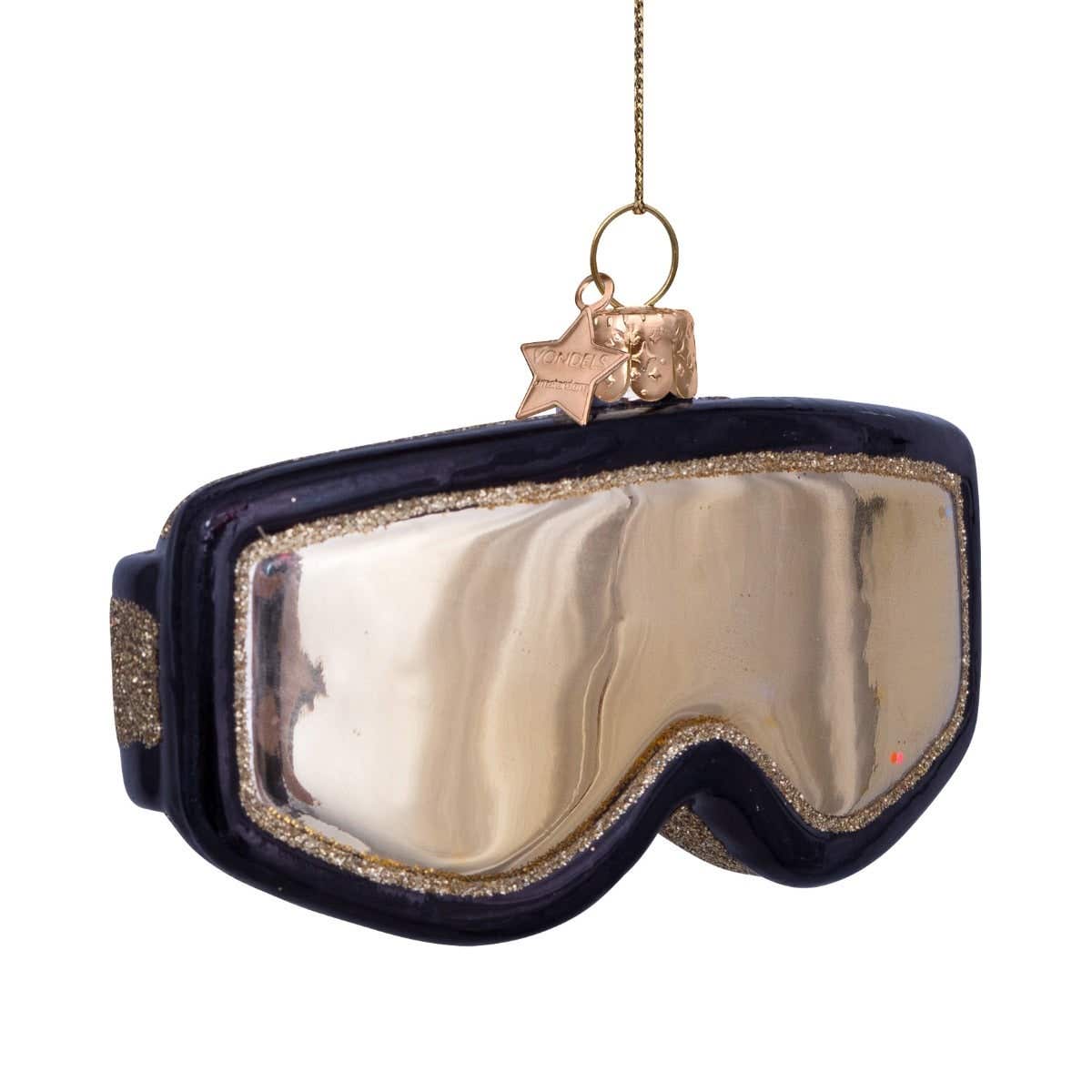 Vondels Kersthanger zwart-gouden skibril 5 cm