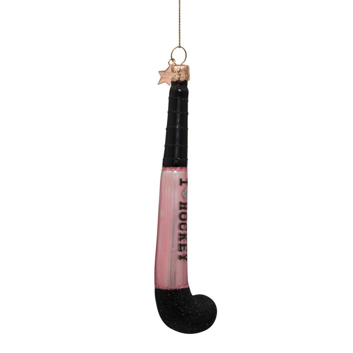 Vondels Kersthanger roze hockeystick 14 cm