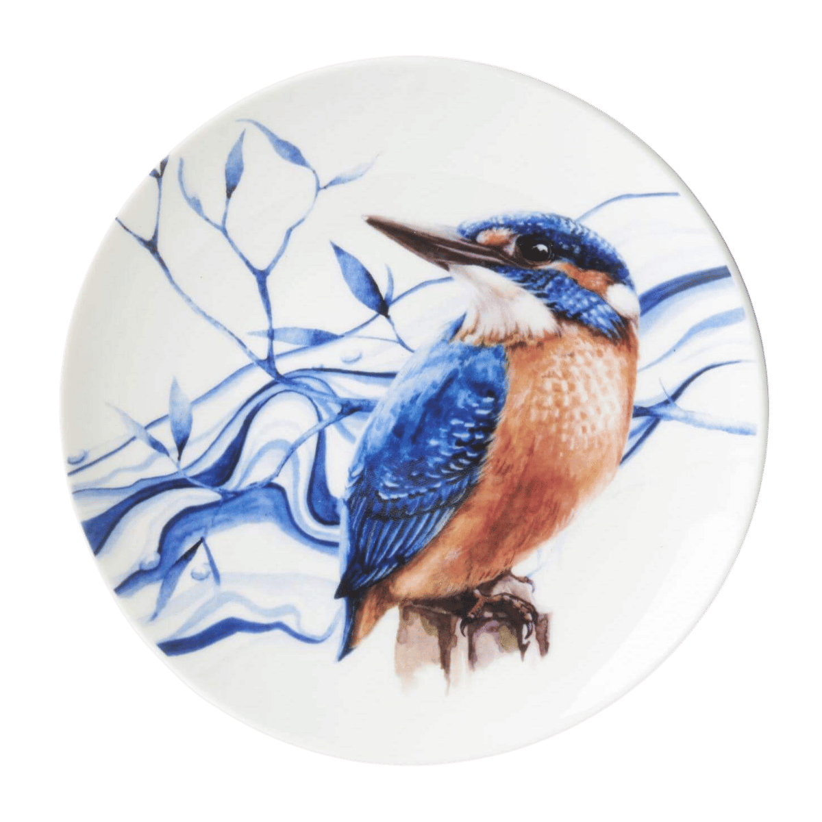 Heinen Delfts Blauw Bord IJsvogel