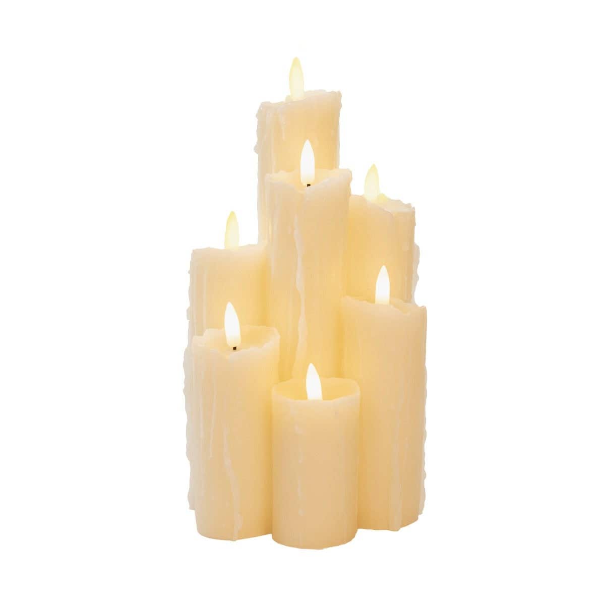 Druipkaars Ivoor 7 lichtjes 3D Vlam
