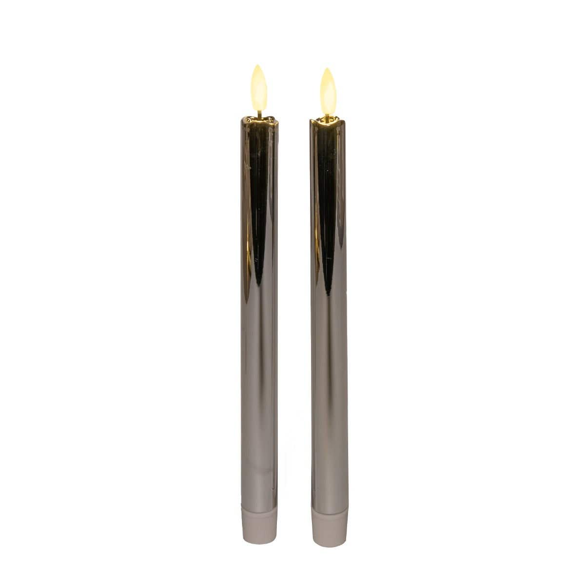 Dinerkaars Zilver LED 3D vlam 2 stuks 25 cm