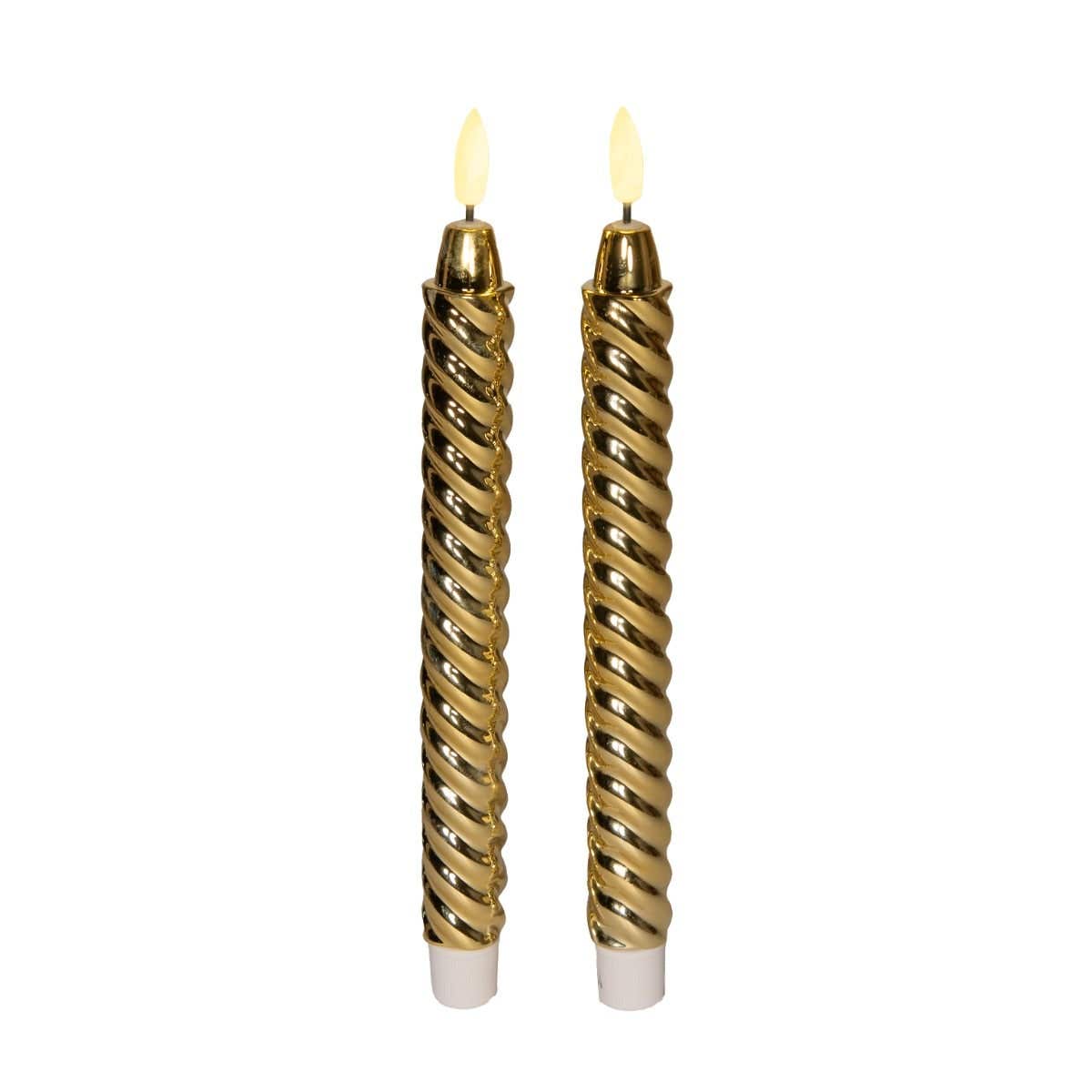 Dinerkaars Goud Swirl 3D vlam 2 stuks 25 cm