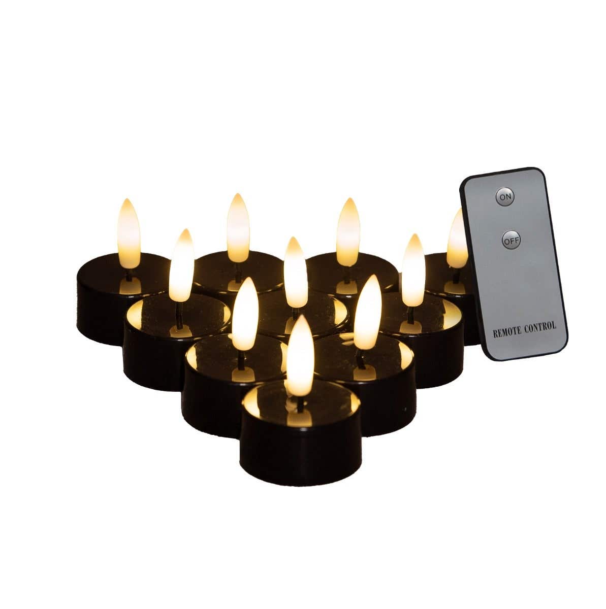 Theelicht LED 3D vlam 10 stuks zwart