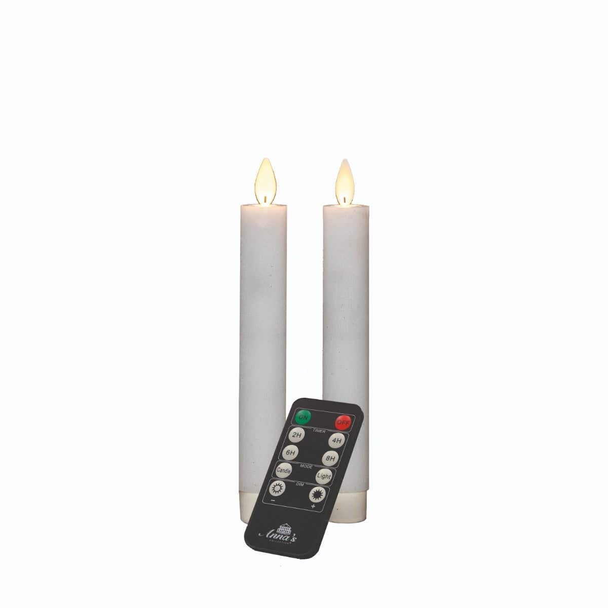 Dinerkaars LED Wax Wit 18 cm 2 stuks met afstandsbediening