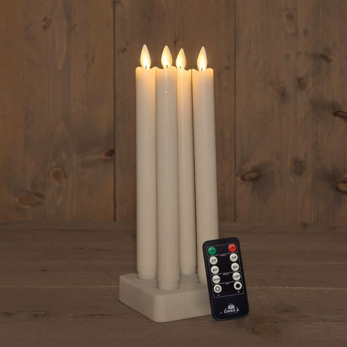 Dinerkaars LED Wax Ivoor 23 cm 4 stuks met afstandsbediening