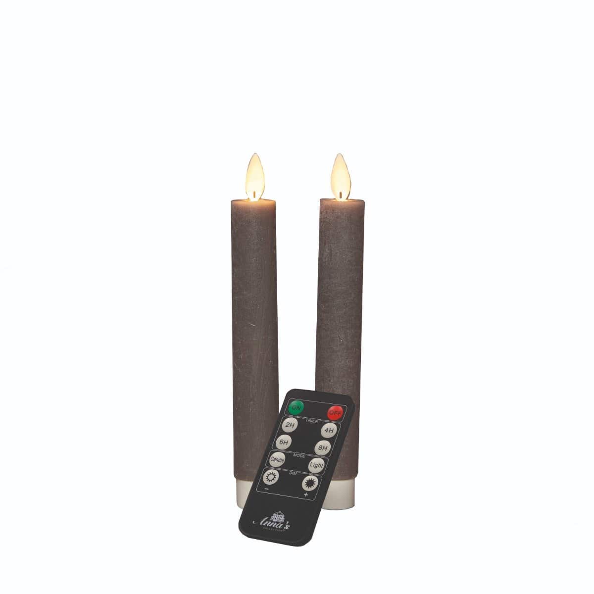 Dinerkaars LED Wax Taupe 18 cm 2 stuks met afstandsbediening