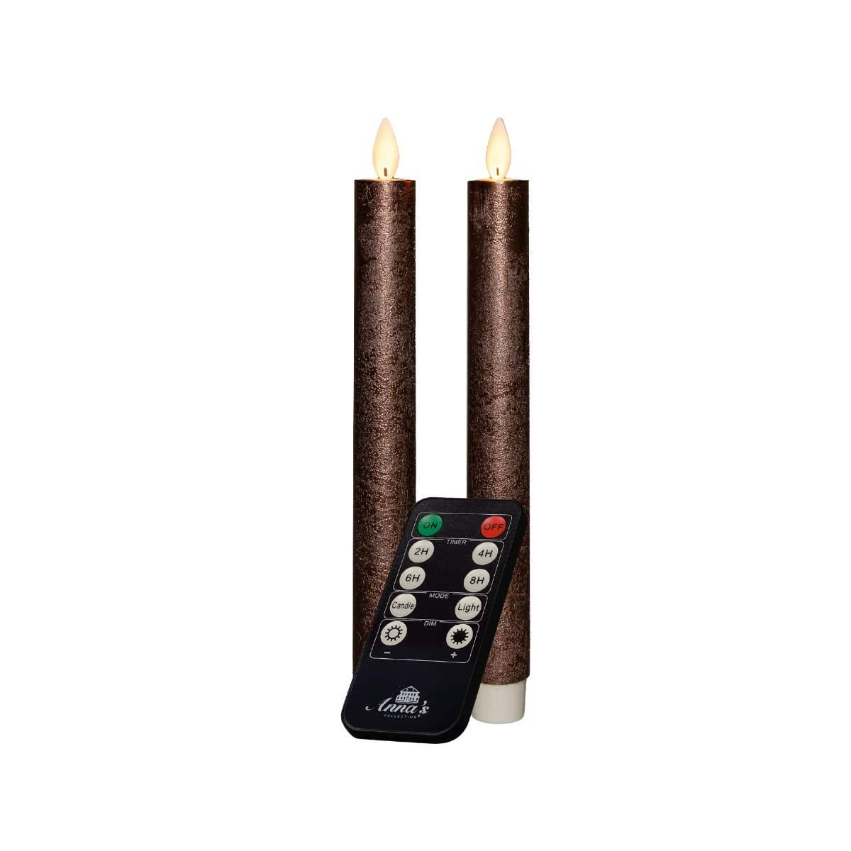 Dinerkaars LED Wax Rustiek Brons 23 cm 2 stuks