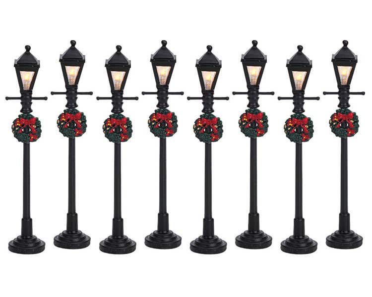 Lemax Gas Lantern Street Lamp 8 stuks set van 8