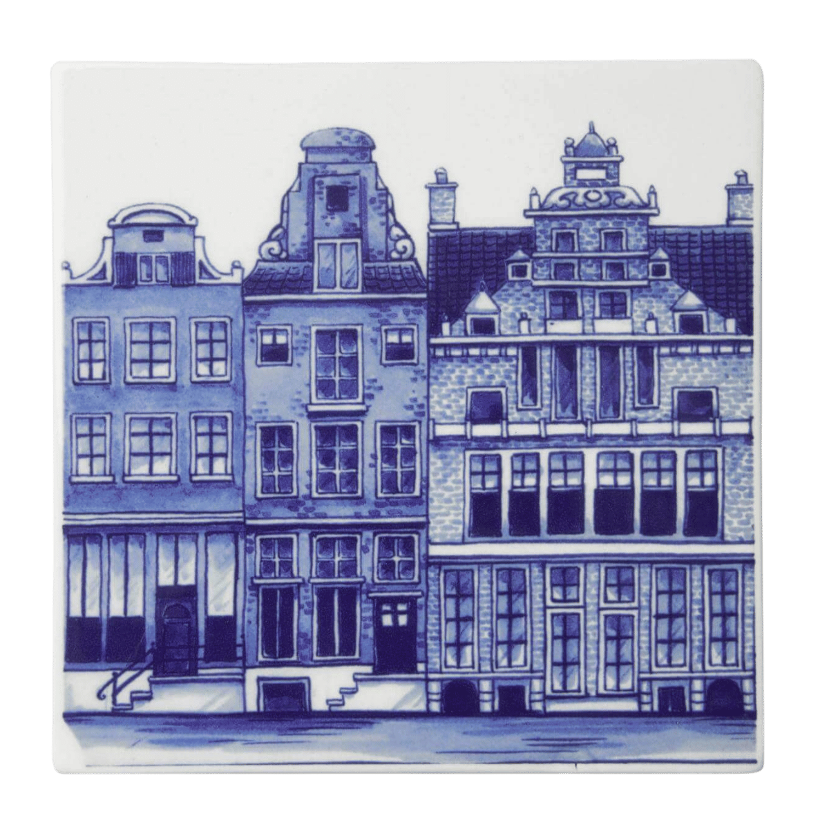 Heinen Delfts Blauw Tegel Grachtenpanden Nr.2 13 cm
