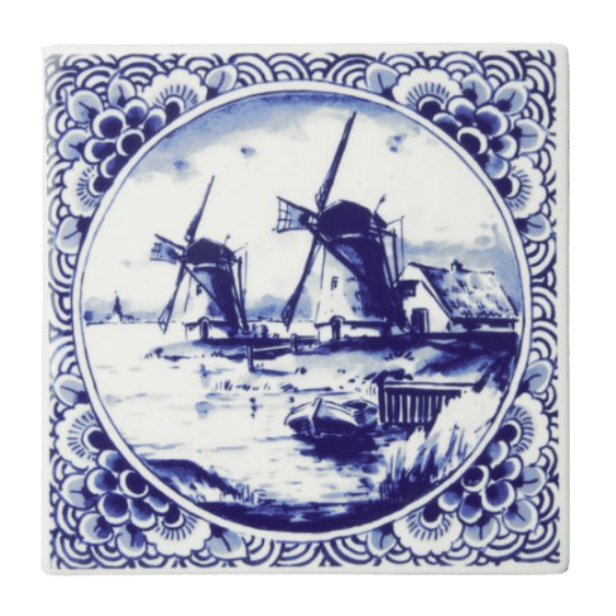 Heinen Delfts Blauw Tegel Landschap 13 cm