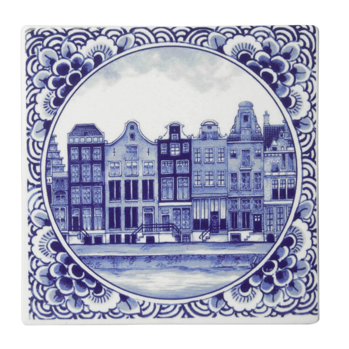 Heinen Delfts Blauw Tegel Grachtenpanden 13 cm