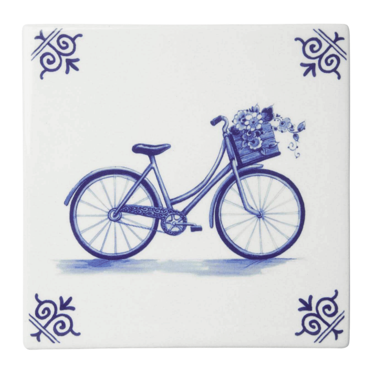 Heinen Delfts Blauw Tegel Fiets 13 cm