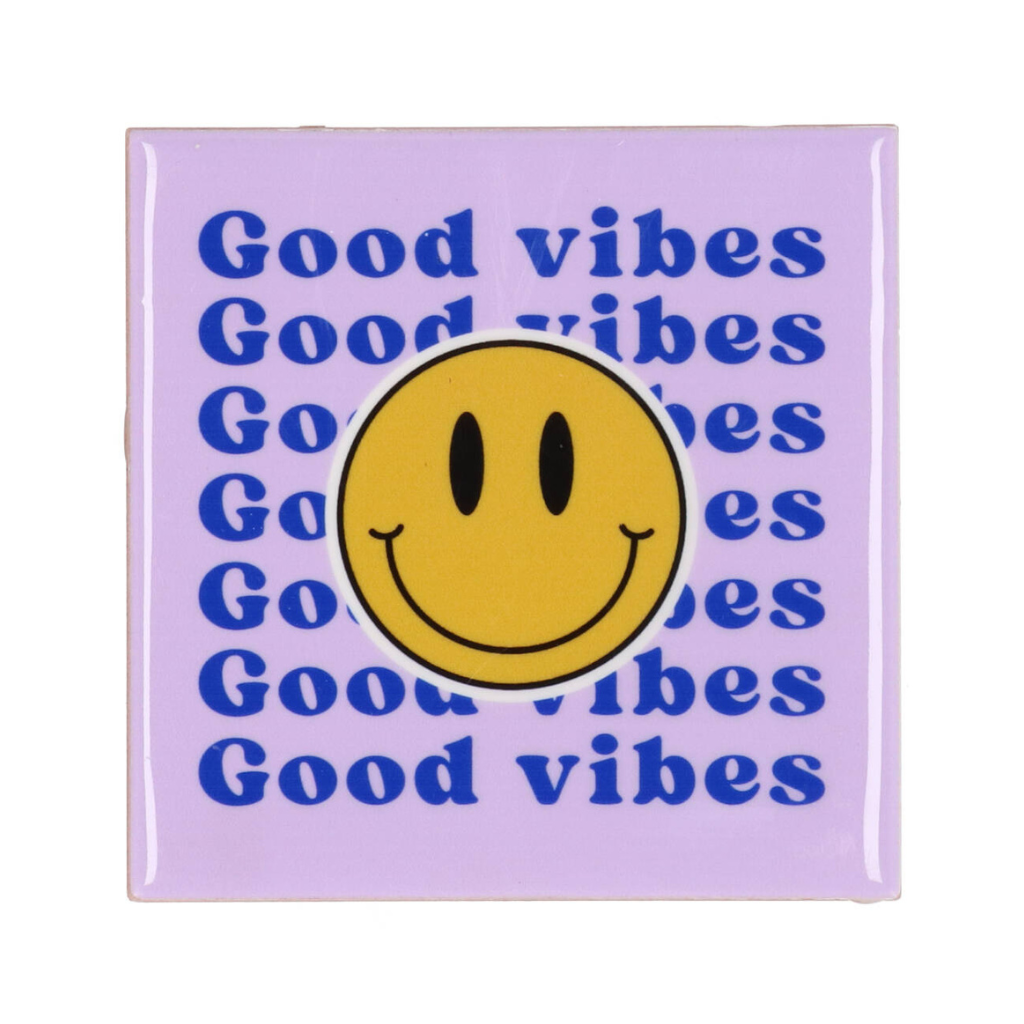 Tegel Smiley Good Vibes Paars 10 x 10 cm