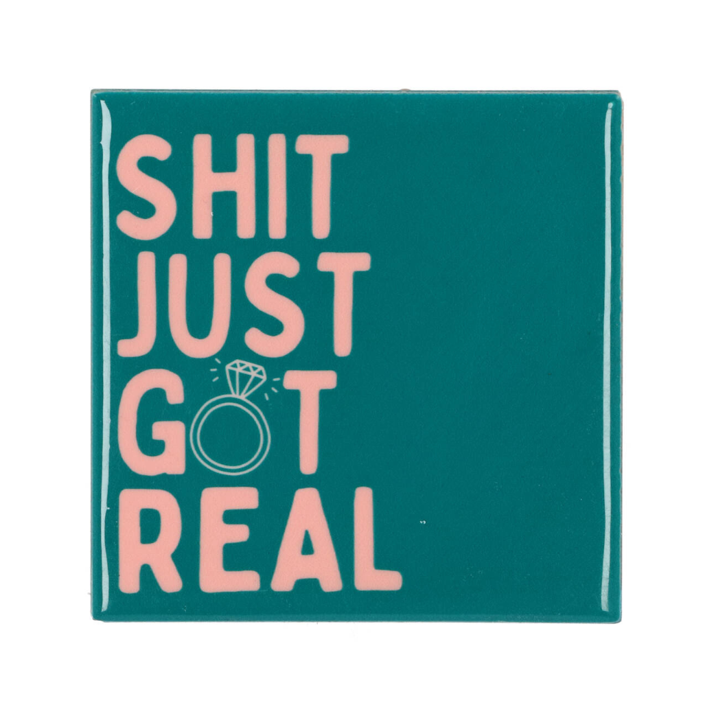Tegel Shit Just Got Real Groen 10 x 10 cm