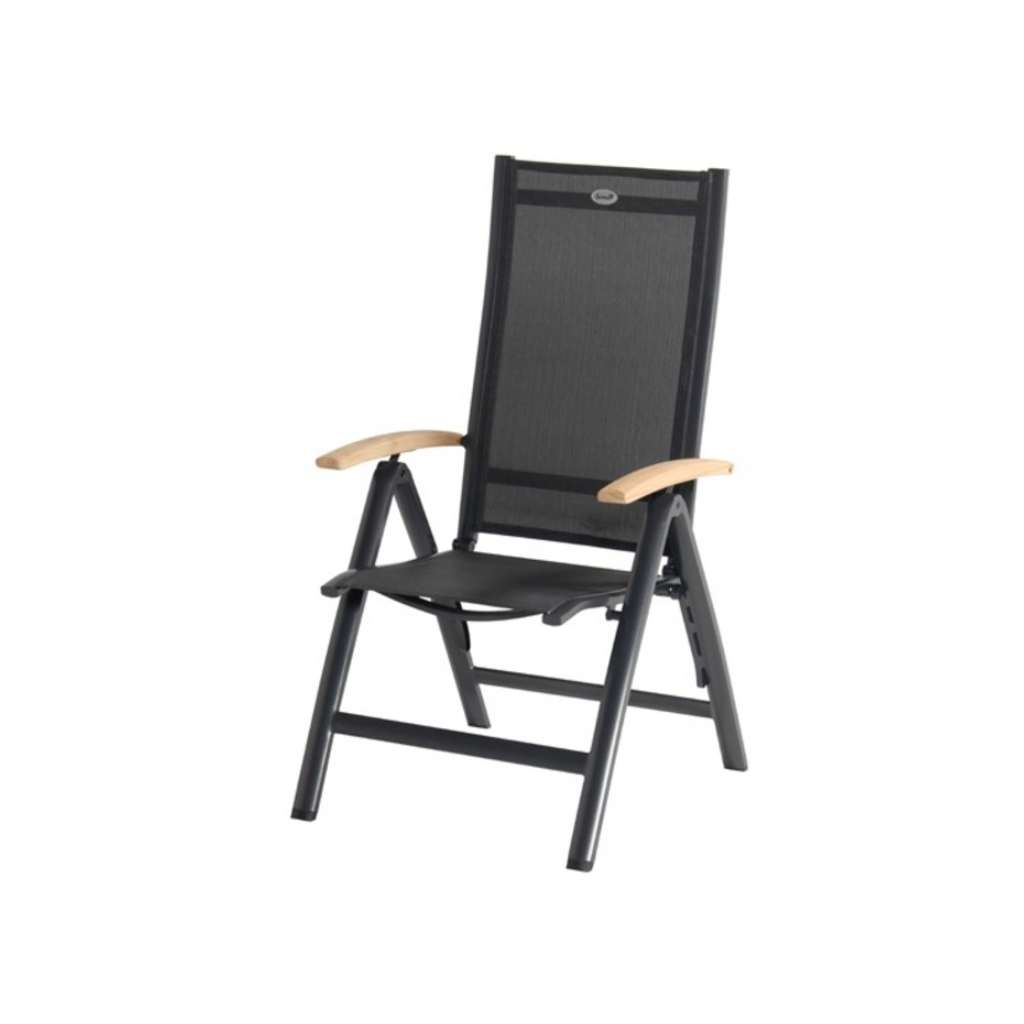 Hartman Verstelbare Tuinstoel Troy Antraciet Teak 65.5 x 61 x 114 cm