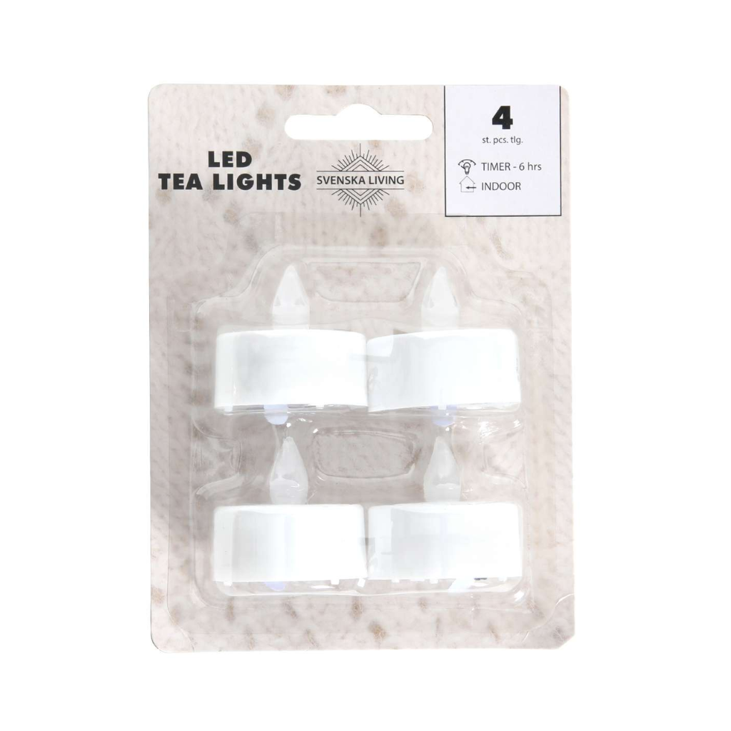 Theelicht LED wit met timer 6/18u 4 stuks
