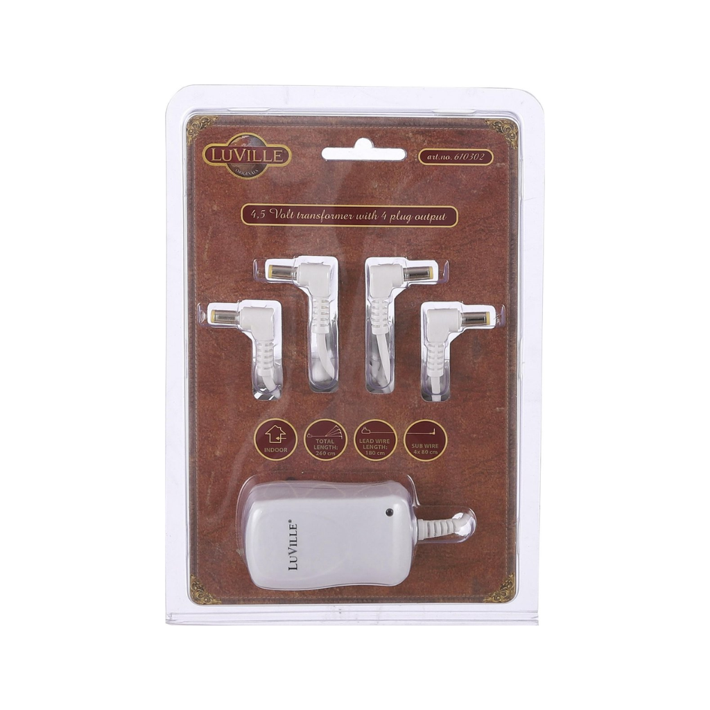 Luville Switch adapter 4,5V with 4 plugs out 7 x 4 x 5 cm