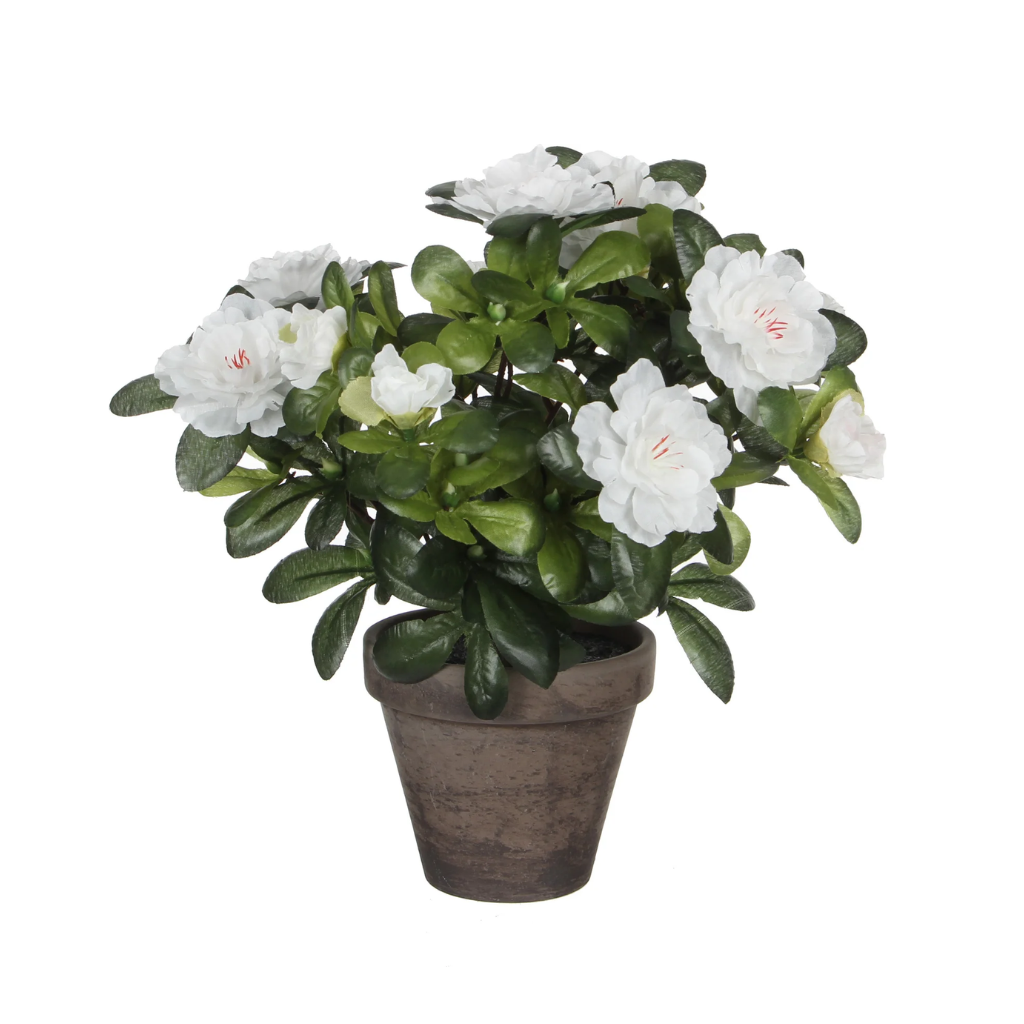 Mica Decorations kunstplant Azalea wit in pot 20 x 27 cm