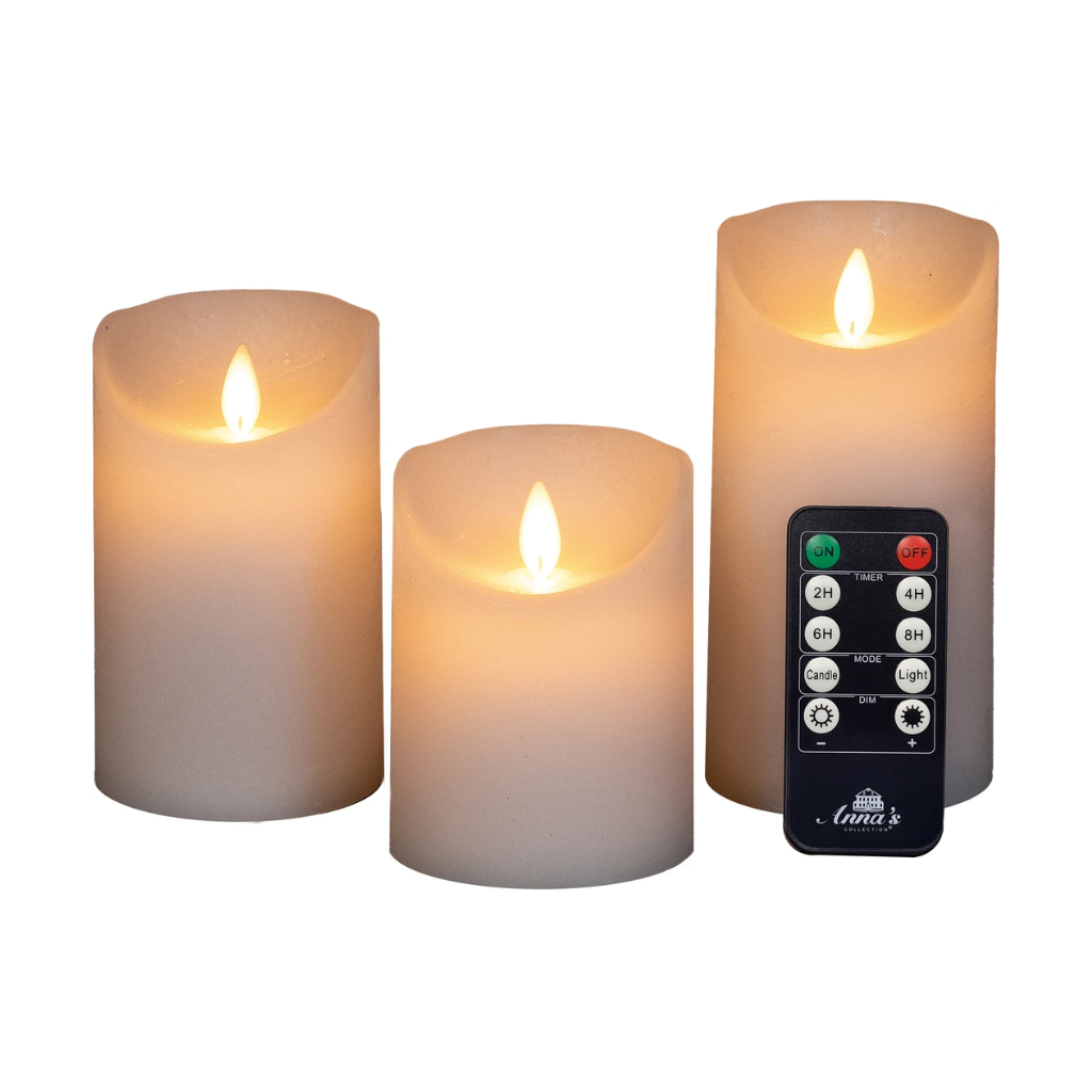 Stompkaars LED Wit Wax Rustiek (3 stuks)