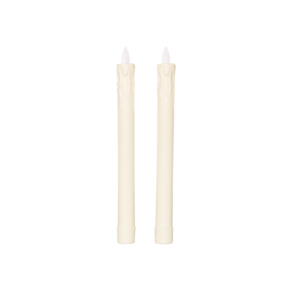 Dinerkaars LED Ivoor Rustiek Wax Druipkaars 23 cm (2 stuks) met afstandsbediening