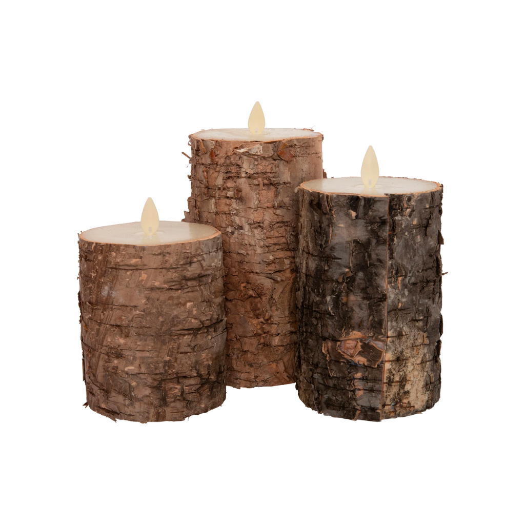 Stompkaars LED Kaars Berk (3 stuks) 