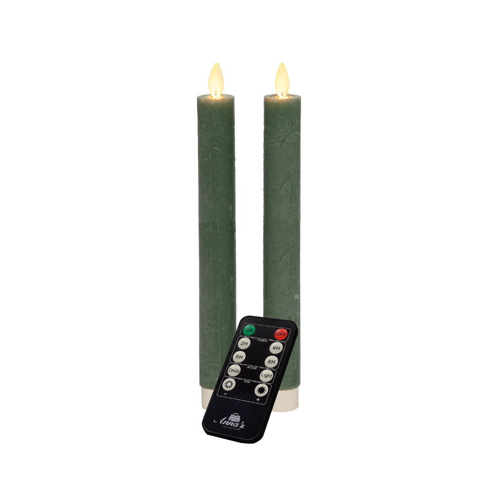Dinerkaars LED Jade Groen Rustiek Wax 23 cm(2 stuks)