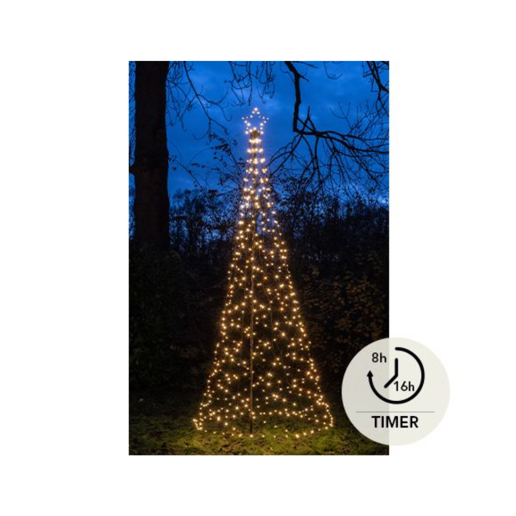 Vlaggenmast Verlichting Boom Met Ster met Paal Ø100X320 480 LED Klassiek warm