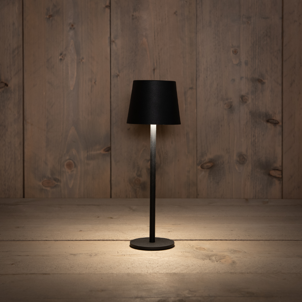 Draadloze Tafellamp Mat Zwart 9 x 27.5 LED Warm Wit Dimbaar