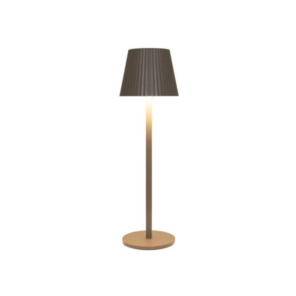 Draadloze Tafellamp ribbel mat taupe LED dimbaar 36.5 x 11 cm