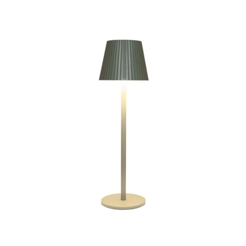 Draadloze Tafellamp ribbel mat olijf LED dimbaar 36.5 x 11 cm
