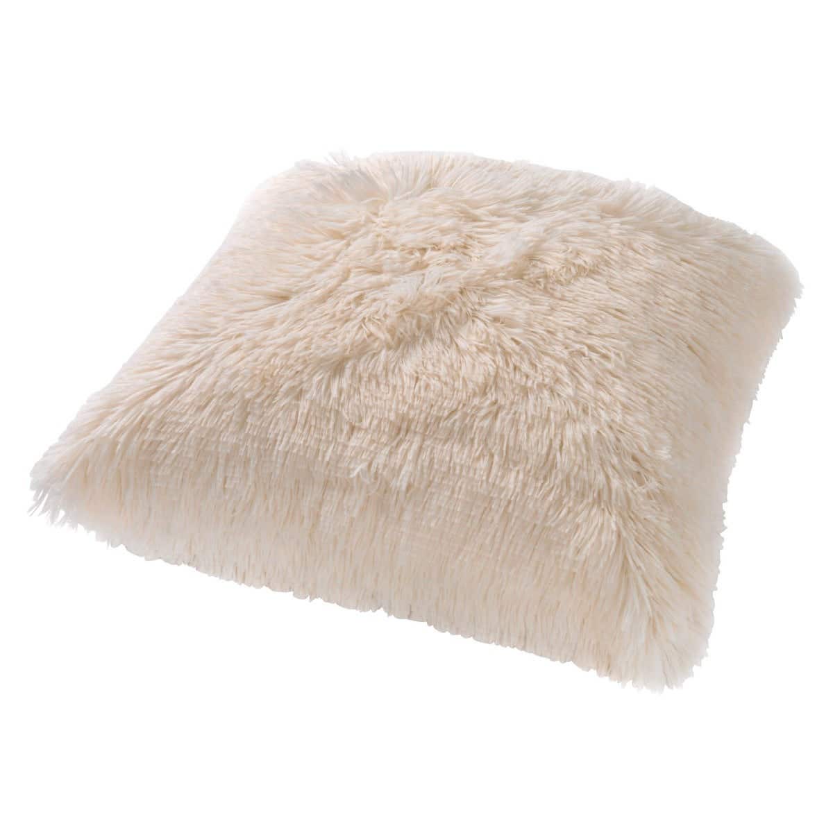 Dutch Decor Sierkussen Fluffy snow white 45 x 45 cm