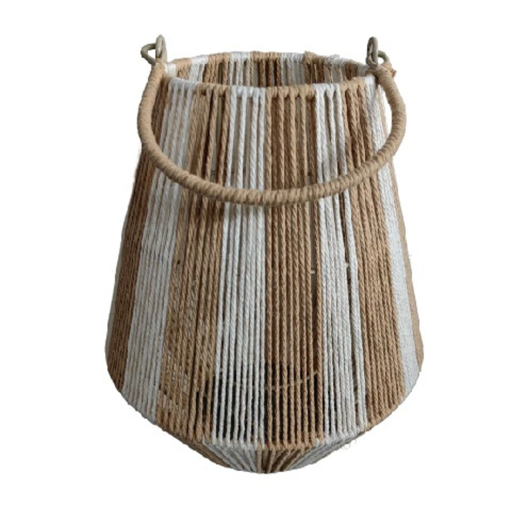 Van der Leeden Windlicht Katoen Touw Naturel Wit 26 x 30 cm