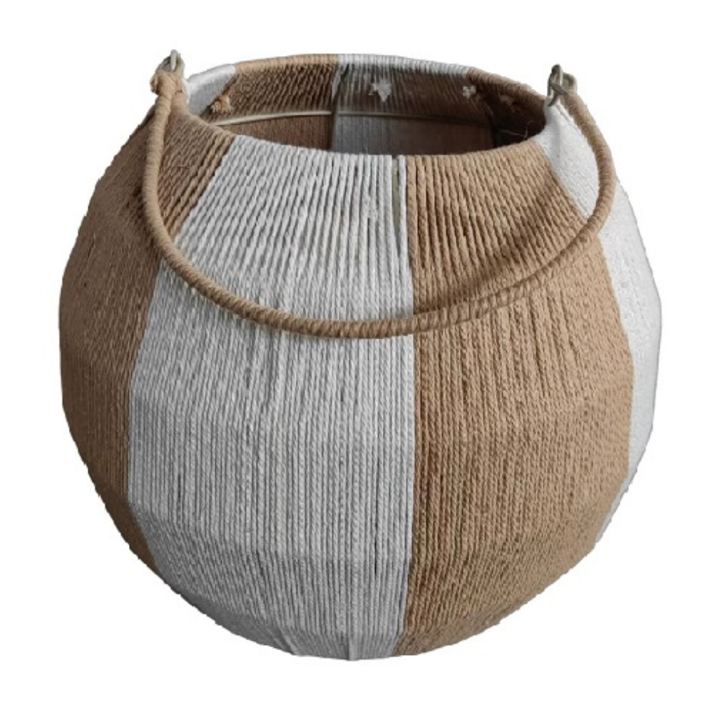 Van der Leeden Windlicht Katoen Touw Naturel Wit 36 x 31 cm
