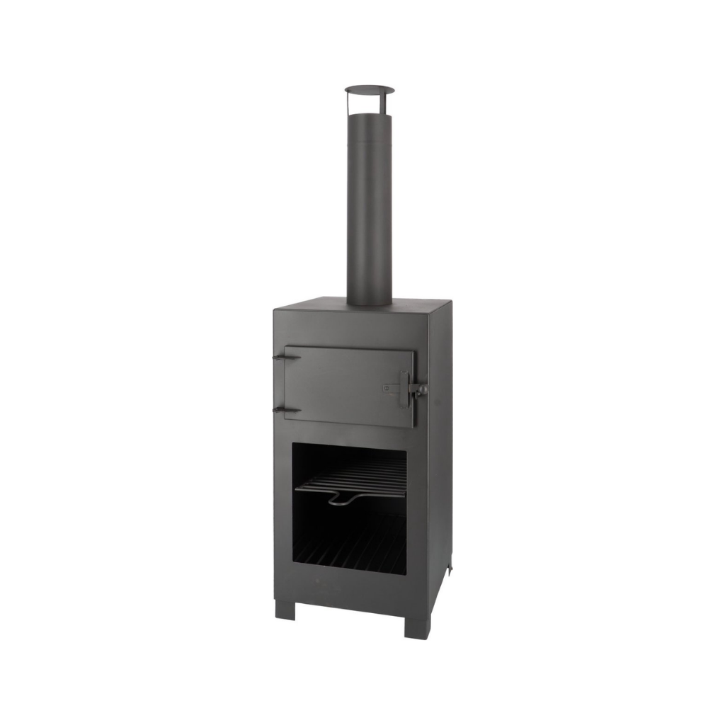 Esschert Design Terraskachel met pizzaoven Zwart 38.9 x 39.9 x 140.5 cm