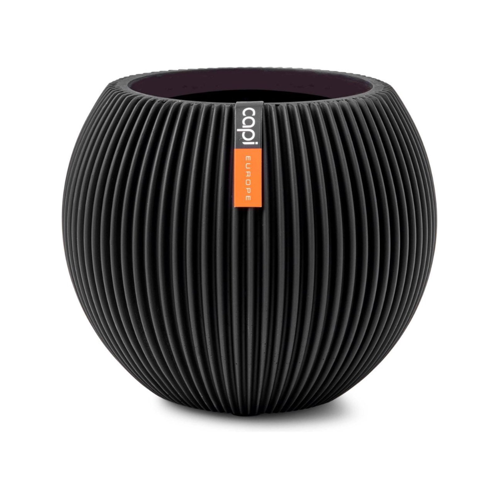 Capi Europe Vaas bol Groove zwart 22 x 22 x 18 cm