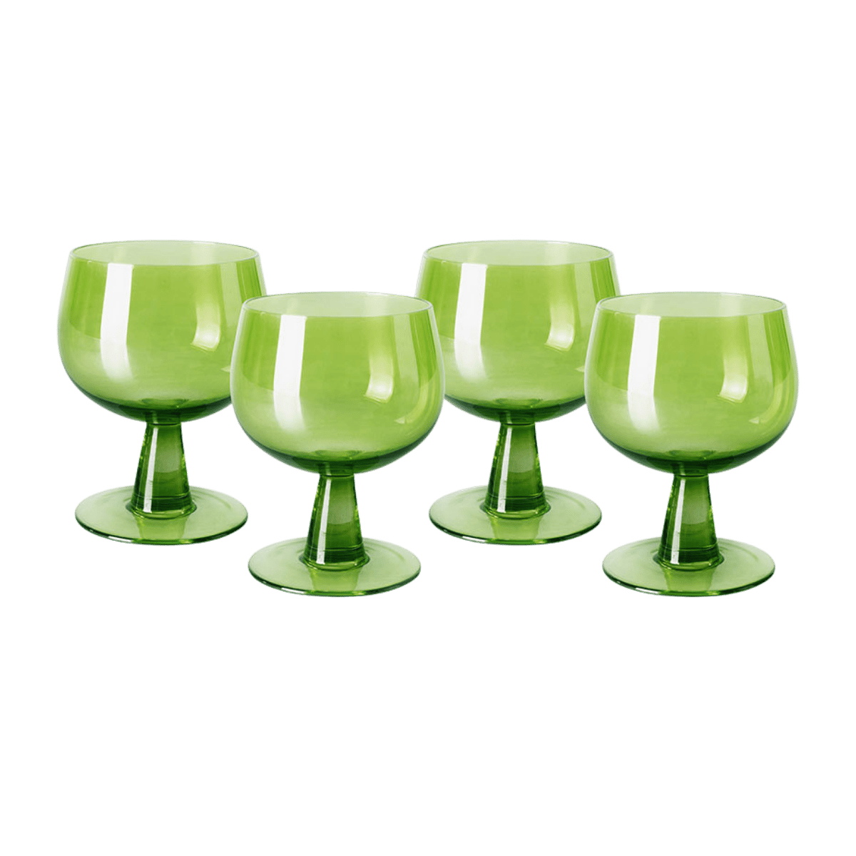 HKliving Wijnglazen Laag The Emeralds Lime Green 4 stuks 0.25 L