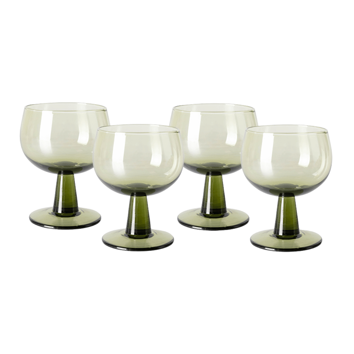 HKliving Wijnglazen Laag The Emeralds Olive Green 4 stuks 0.25 L