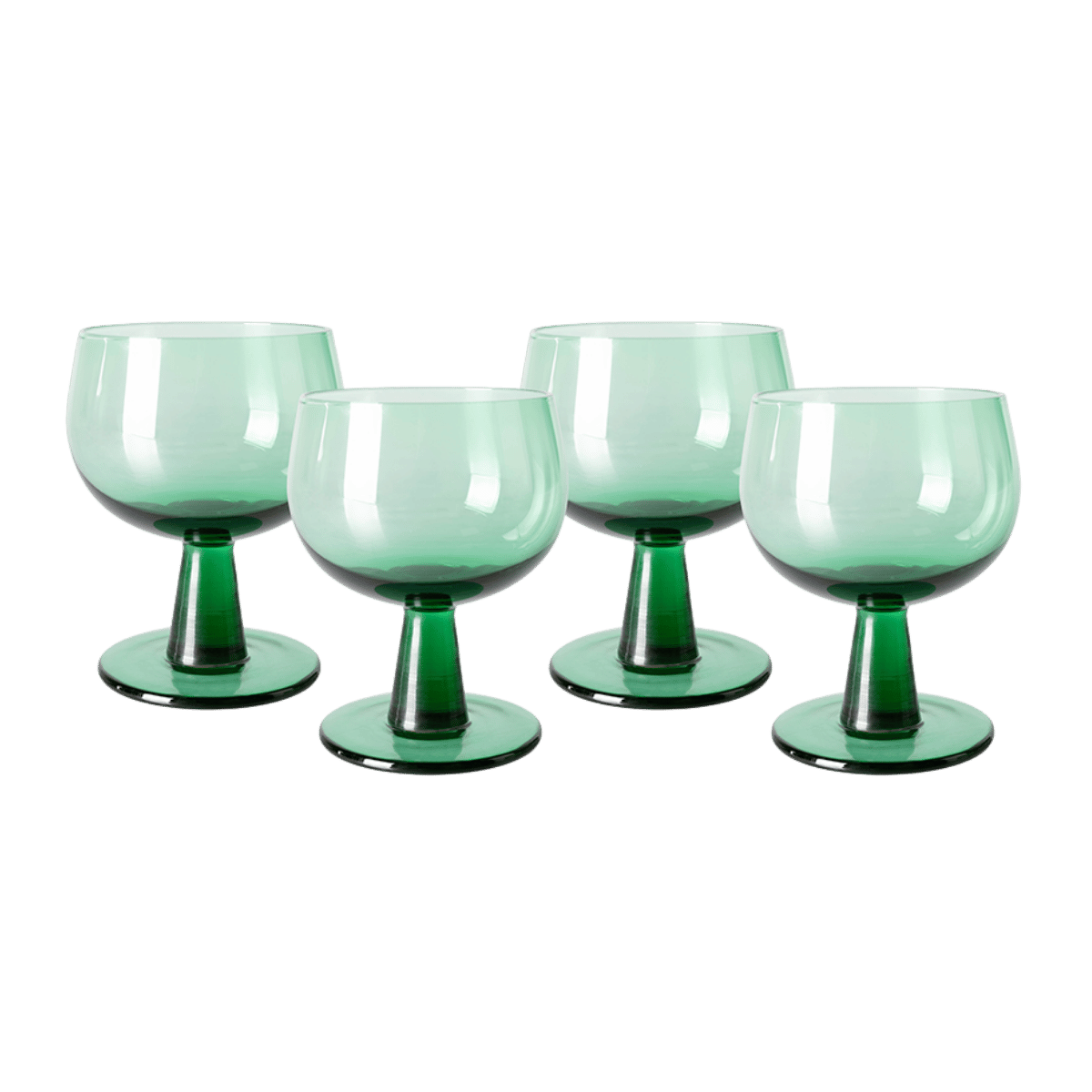 HKliving Wijnglazen Laag The Emeralds Fern Green 4 stuks 0.25 L
