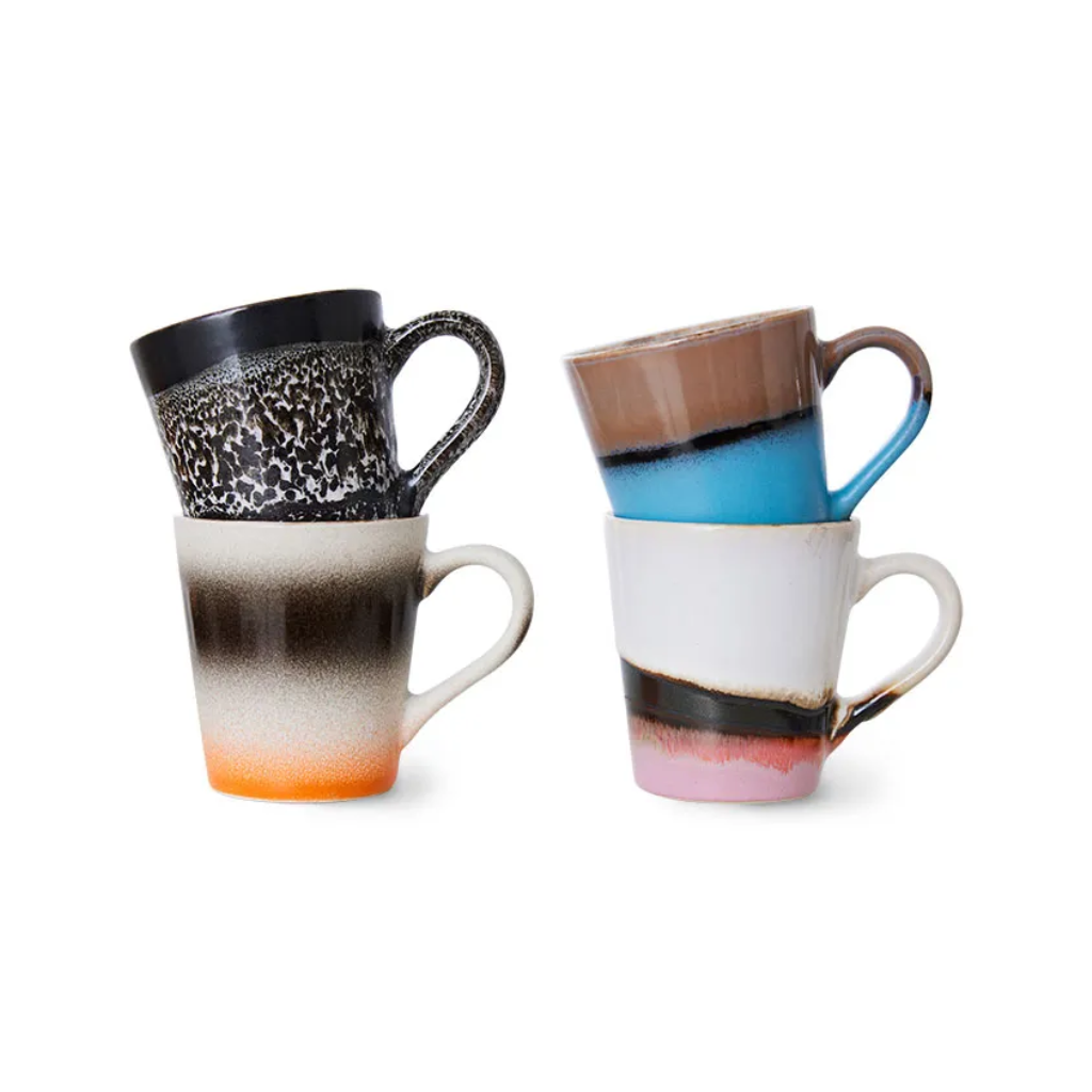 HKliving 70s Ceramics espresso mugs Funky 4 stuks