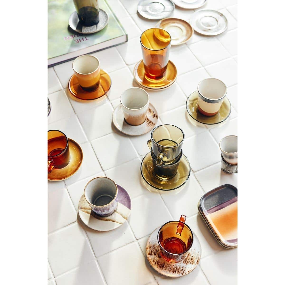 HKliving Koffieglazen 70's Glassware Mud Brown 4 stuks 0.23 L