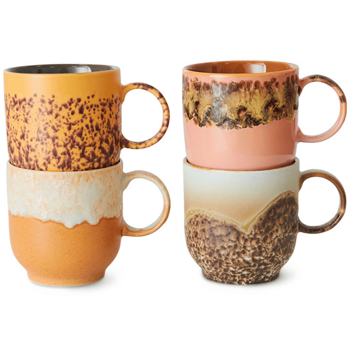 HKliving Koffiekopje 70's Ceramics Cape 4 stuks 0.25 L