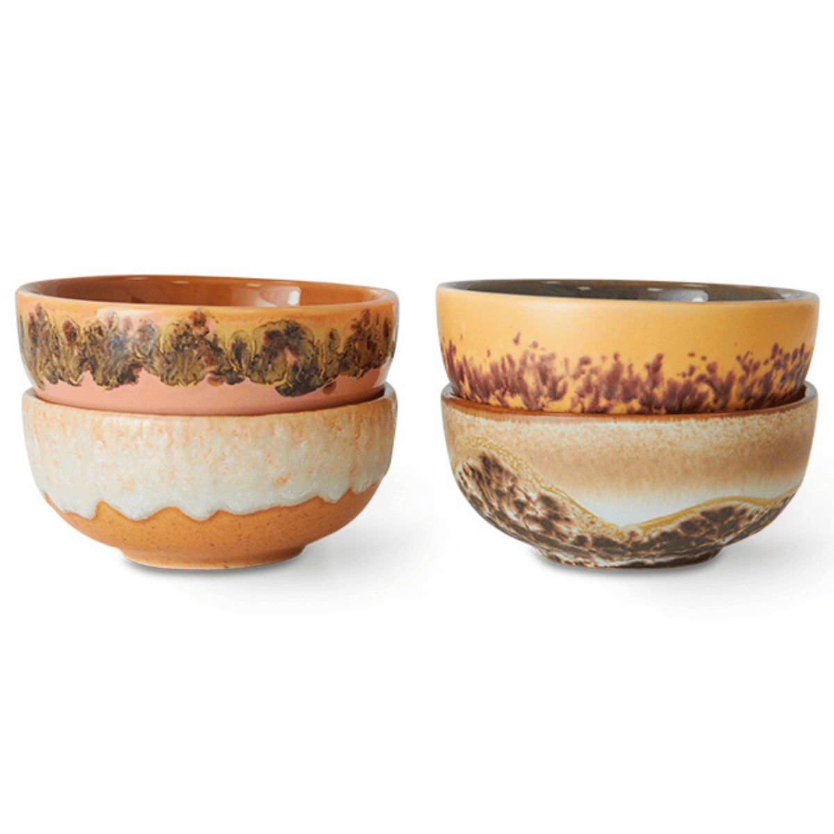 HKliving Kommetjes 70's Ceramics Marine 4 stuks 8.3 cm
