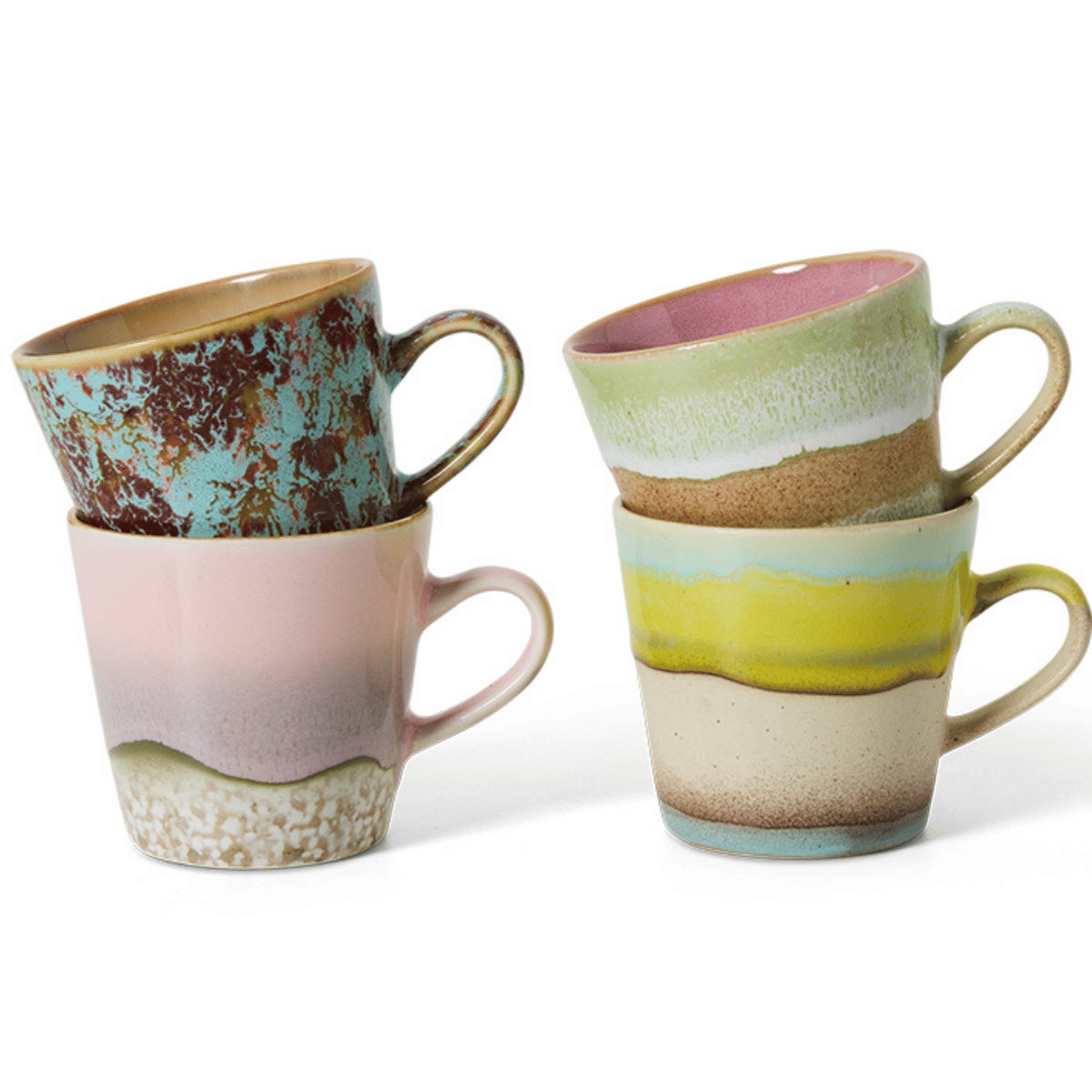HKliving Koffiekopje Americano 70's Ceramics Rococo 4 stuks 0.27 L